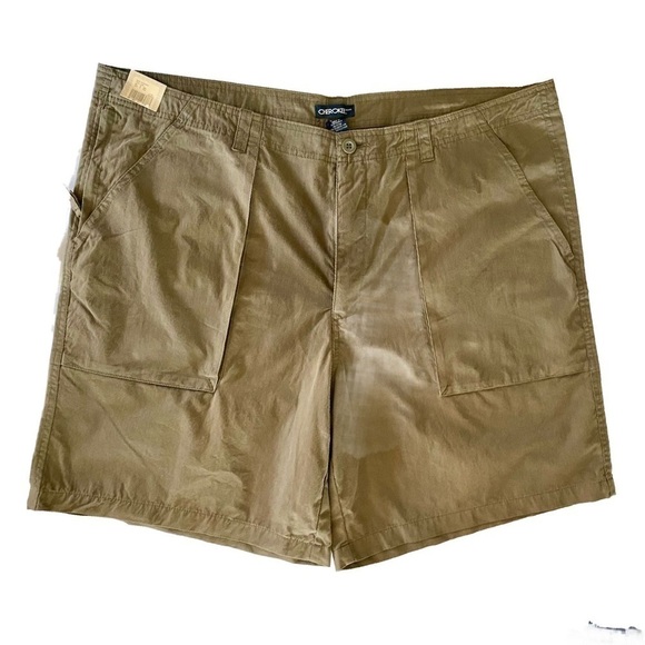 NWT - Cherokee Classic Green Chino Walking Shorts Velcro & Zipper Pockets Sz 44 - Picture 1 of 9